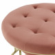 Dusty Pink Velvet Round Tufted 2 pc Gold Base Coffee Table Ottoman